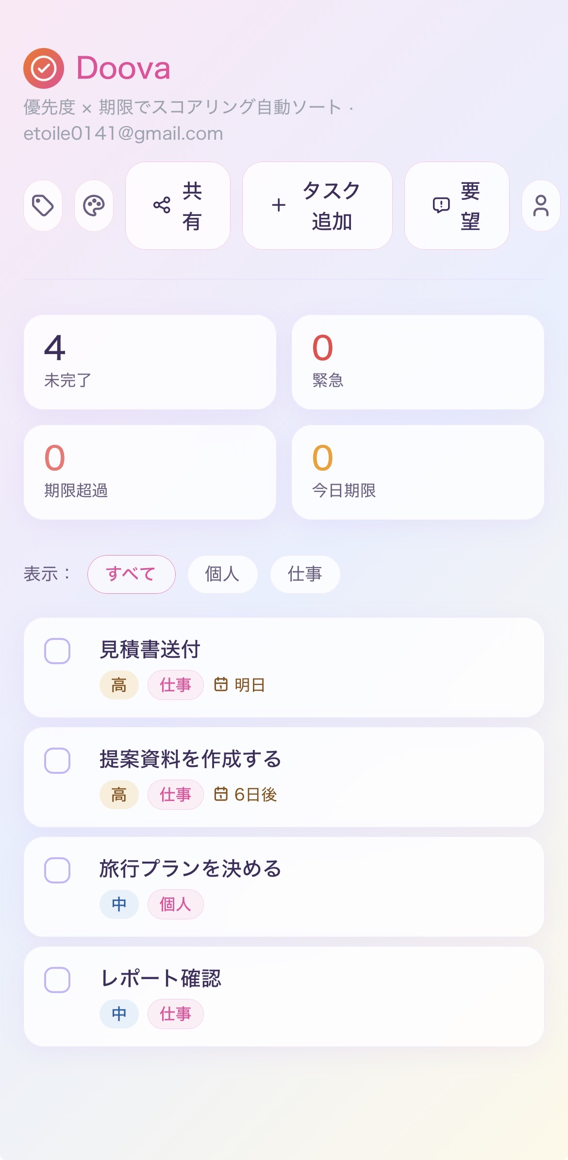 タスク一覧画面